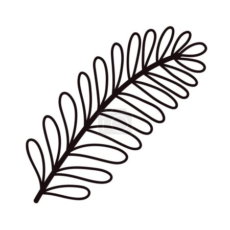 Téléchargez les illustrations : Feuilles de palmier dessinées à la main de la vue du dessus dans le style doodle isolé sur le fond - en licence libre de droit