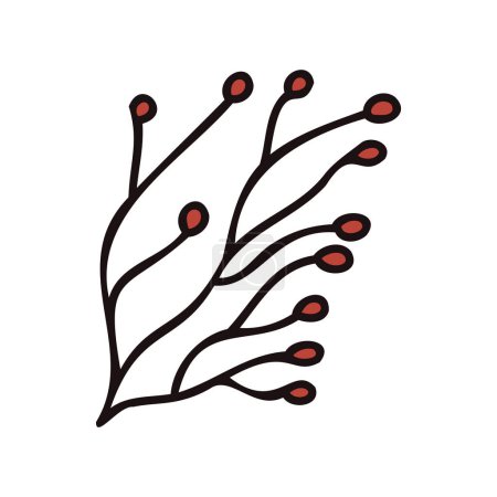 Illustration for Hand Drawn leaves and twigs from the top view in doodle style isolated on background - Royalty Free Image