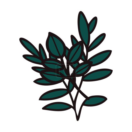 Illustration for Hand Drawn leaves and twigs from the top view in doodle style isolated on background - Royalty Free Image