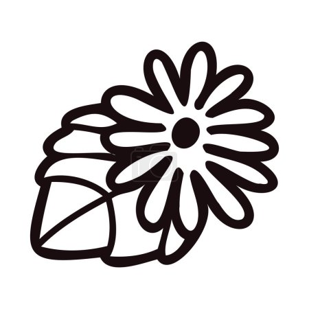 Illustration for Hand Drawn flowers with twigs in doodle style isolated on background - Royalty Free Image