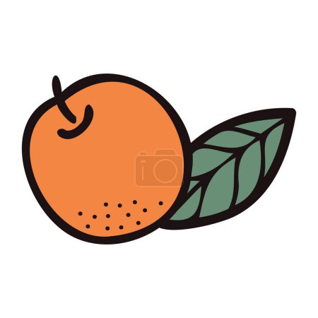 Ilustración de Naranja dibujado a mano en estilo garabato aislado sobre fondo - Imagen libre de derechos