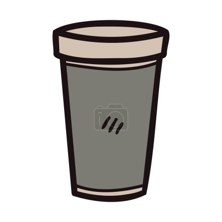 Téléchargez les illustrations : Tasses à café en papier dessiné à la main dans le style doodle isolé sur fond - en licence libre de droit