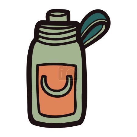 Ilustración de Botella dibujada a mano en estilo doodle aislada sobre fondo - Imagen libre de derechos