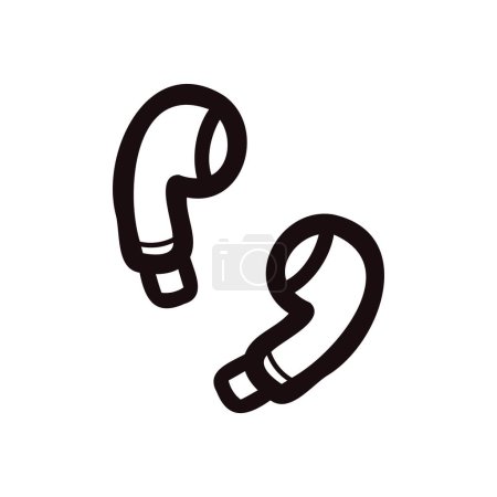 Téléchargez les illustrations : Écouteurs dessinés à la main dans le style doodle isolé sur fond - en licence libre de droit