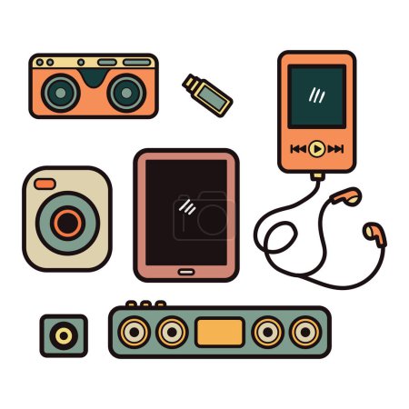 Illustration for Hand Drawn electronic device in flat lay style isolated on background - Royalty Free Image