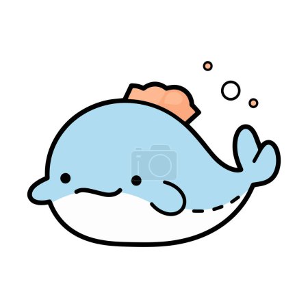 Illustration for Hand Drawn cute whale in doodle style isolated on background - Royalty Free Image