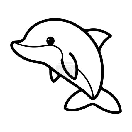 Ilustración de Delfín lindo dibujado a mano en estilo garabato aislado en el fondo - Imagen libre de derechos