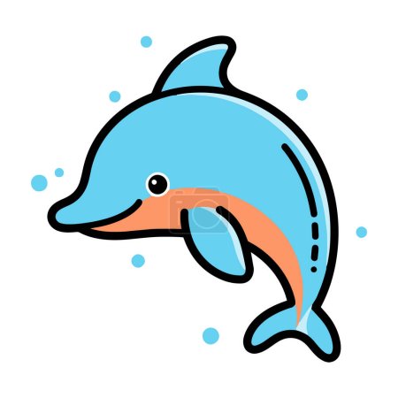 Illustration for Hand Drawn cute dolphin in doodle style isolated on background - Royalty Free Image