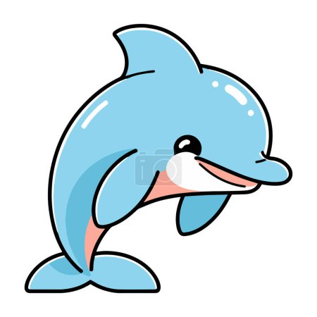 Ilustración de Delfín lindo dibujado a mano en estilo garabato aislado en el fondo - Imagen libre de derechos