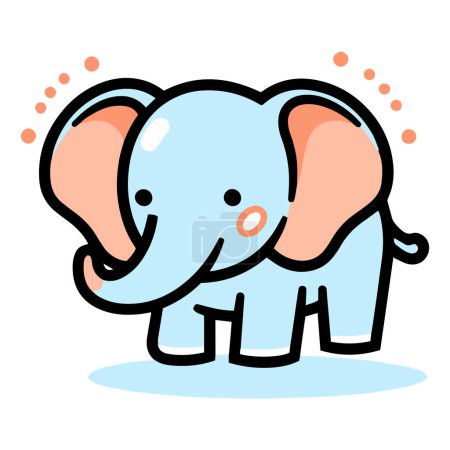 Ilustración de Elefante lindo dibujado a mano en estilo doodle aislado sobre fondo - Imagen libre de derechos
