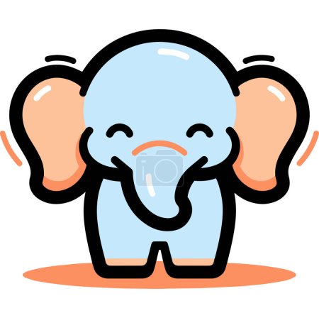 Téléchargez les illustrations : Éléphant mignon dessiné à la main dans le style doodle isolé sur fond - en licence libre de droit