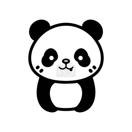 Téléchargez les illustrations : Panda mignon dessiné à la main dans le style doodle isolé sur fond - en licence libre de droit