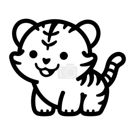 Illustration for Hand Drawn cute tiger in doodle style isolated on background - Royalty Free Image
