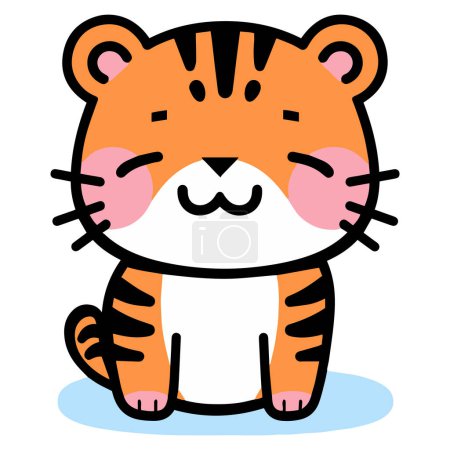 Illustration for Hand Drawn cute tiger in doodle style isolated on background - Royalty Free Image