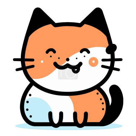 Téléchargez les illustrations : Main dessiné mignon chat dans le style doodle isolé sur fond - en licence libre de droit