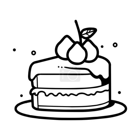Téléchargez les illustrations : Délicieux gâteau dans un style d'art plat isolé sur fond - en licence libre de droit