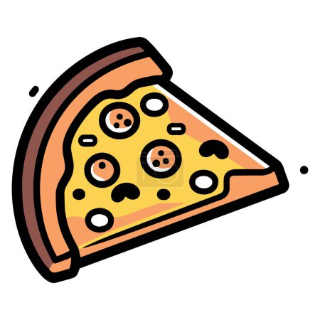 Téléchargez les illustrations : Pizza dans un style d'art plat isolé sur fond - en licence libre de droit