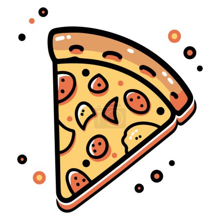 Ilustración de Pizza en estilo de arte de línea plana aislada sobre fondo - Imagen libre de derechos