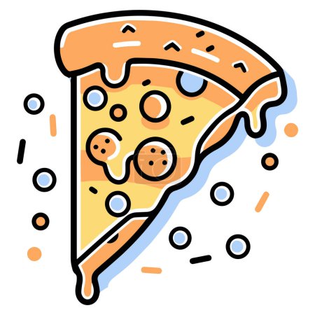 Téléchargez les illustrations : Pizza dans un style d'art plat isolé sur fond - en licence libre de droit