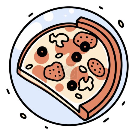 Illustration for Pizza in flat line art style isolated on background - Royalty Free Image