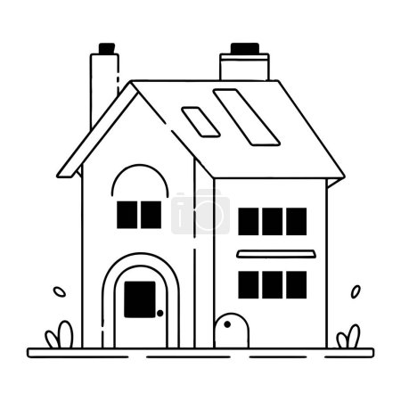 Téléchargez les illustrations : Belle maison dans un style d'art plat isolé sur fond - en licence libre de droit