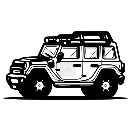 Ilustración de SUV coche en línea plana estilo de arte aislado en el fondo - Imagen libre de derechos