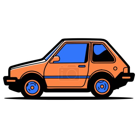 Illustration for Sedan car in flat line art style isolated on background - Royalty Free Image