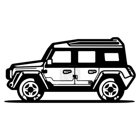 Illustration for SUV car in flat line art style isolated on background - Royalty Free Image