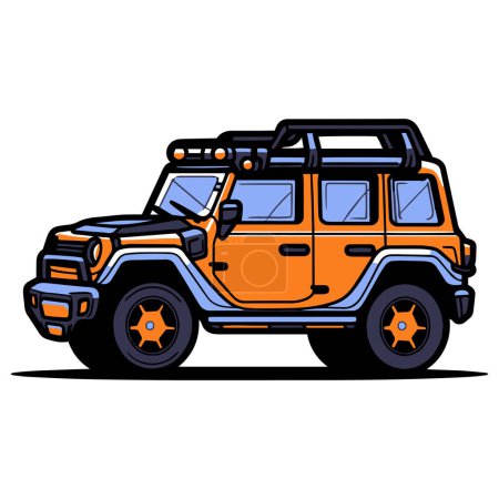 Illustration for SUV car in flat line art style isolated on background - Royalty Free Image