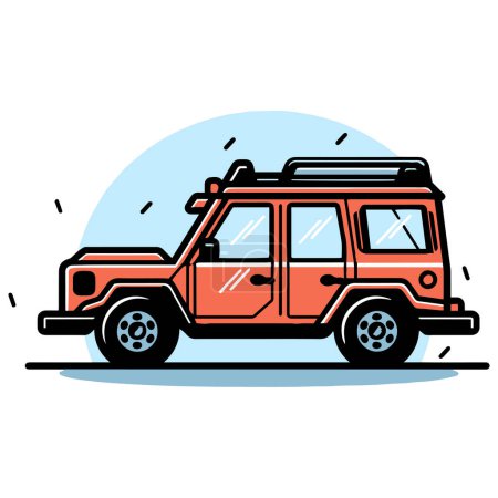Ilustración de SUV coche en línea plana estilo de arte aislado en el fondo - Imagen libre de derechos