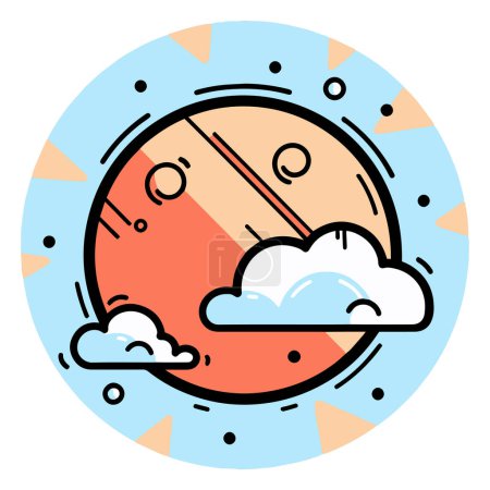 Téléchargez les illustrations : Main dessiné soleil et nuages dans le style doodle isolé sur fond - en licence libre de droit