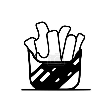 Téléchargez les illustrations : Frites dessinées à la main dans le style doodle isolé sur fond - en licence libre de droit