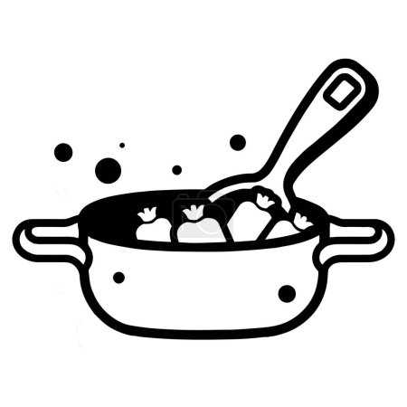 Ilustración de Alimento saludable dibujado a mano en la sartén en estilo garabato aislado en el fondo - Imagen libre de derechos