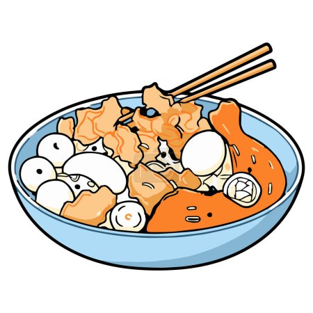 Illustration for Hand Drawn Japanese food in doodle style isolated on background - Royalty Free Image