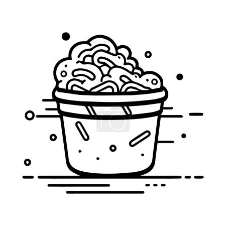 Illustration for Hand Drawn instant noodles in doodle style isolated on background - Royalty Free Image