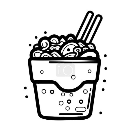 Illustration for Hand Drawn instant noodles in doodle style isolated on background - Royalty Free Image