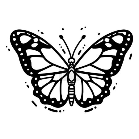 Illustration for Hand Drawn butterfly in doodle style isolated on background - Royalty Free Image