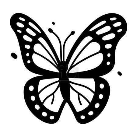 Téléchargez les illustrations : Papillon dessiné à la main dans le style doodle isolé sur fond - en licence libre de droit