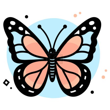 Ilustración de Mariposa dibujada a mano en estilo doodle aislada sobre fondo - Imagen libre de derechos