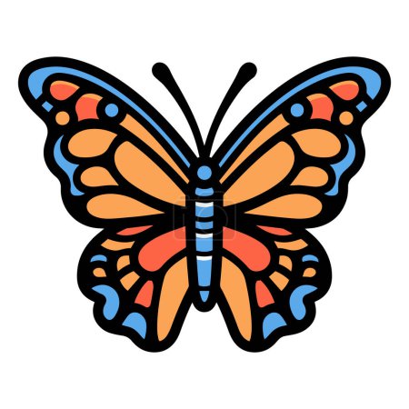 Ilustración de Mariposa dibujada a mano en estilo doodle aislada sobre fondo - Imagen libre de derechos