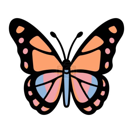 Téléchargez les illustrations : Papillon dessiné à la main dans le style doodle isolé sur fond - en licence libre de droit