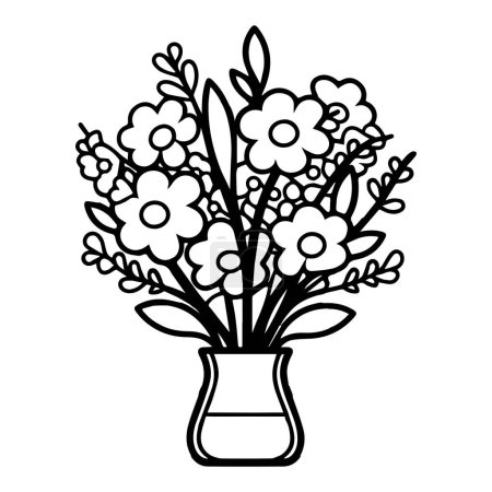 Illustration for Hand Drawn flower bouquet in doodle style isolated on background - Royalty Free Image