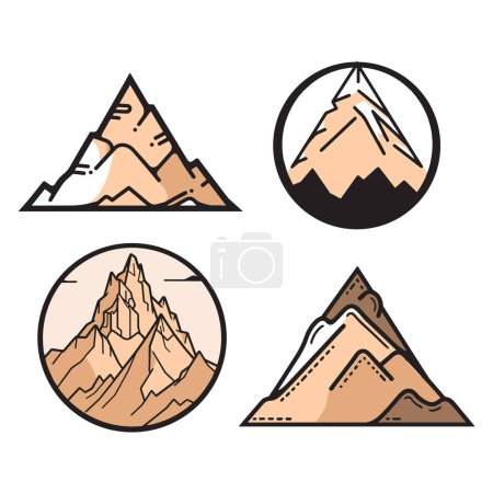 Illustration for Vintage mountain logo in flat line art style isolated on background - Royalty Free Image
