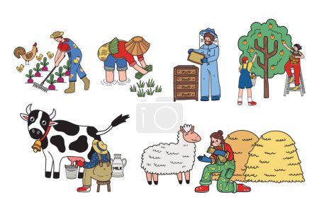 Illustration for Hand Drawn Urban Farming with Farmers collection in flat style illustration for business ideas isolated on background - Royalty Free Image