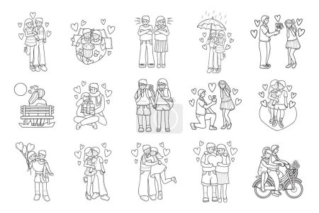 Téléchargez les illustrations : Collection d'amoureux dessinés à la main en illustration de style plat pour des idées d'affaires isolées sur fond - en licence libre de droit