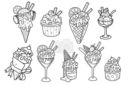 Hand Drawn sweets and desserts collection in flat style illustration for business ideas isolated on background