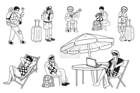 Illustration for Hand Drawn outdoor traveler collection in flat style illustration for business ideas isolated on background - Royalty Free Image