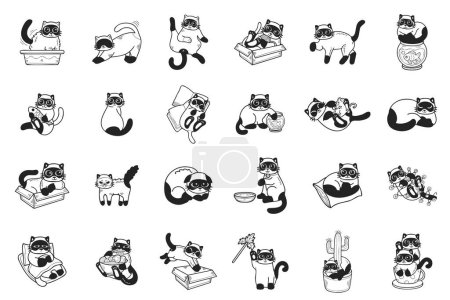 Illustration for Hand Drawn cat in various poses collection in flat style illustration for business ideas isolated on background - Royalty Free Image