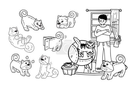 Illustration for Hand Drawn Shiba Inu dog and family collection in flat style illustration for business ideas isolated on background - Royalty Free Image