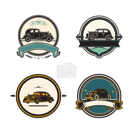 Illustration for Hand Drawn vintage logo in flat line art style isolated on background - Royalty Free Image